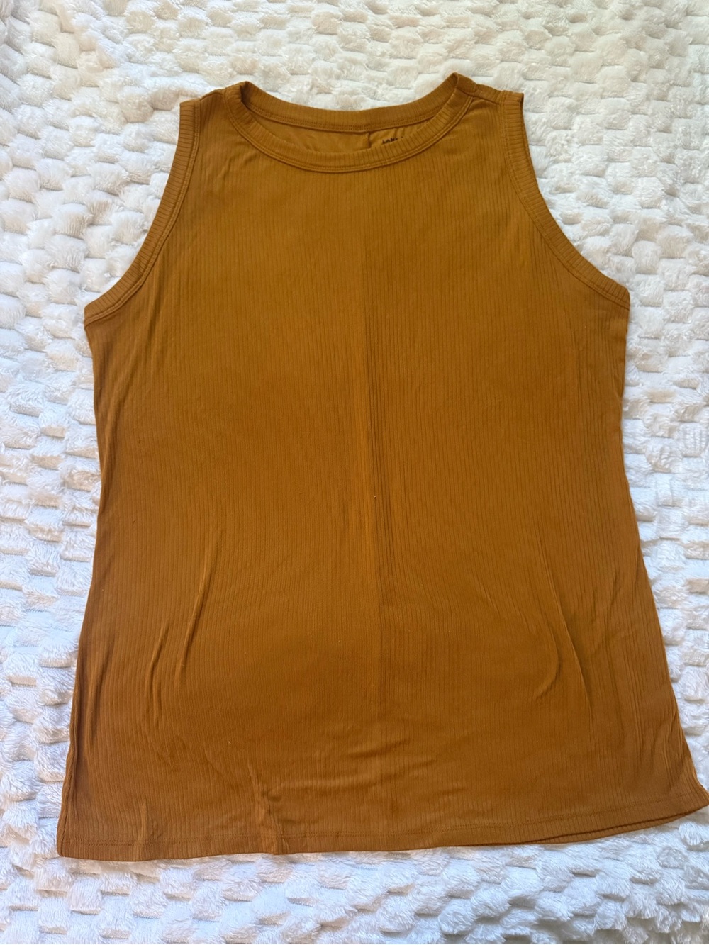 Lane Bryant Sleeveless High Neck Ribbed Tank Top - Mustard Brown